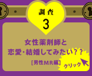 調査3 女性薬剤師と恋愛・結婚してみたい？？[男性MR編] クリック！