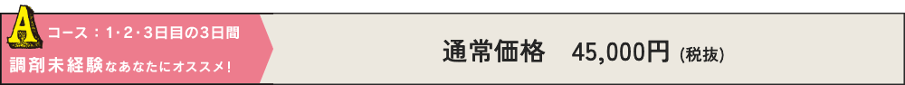 Aコース：1・2・3日目の3日間　調剤未経験なあなたにオススメ！