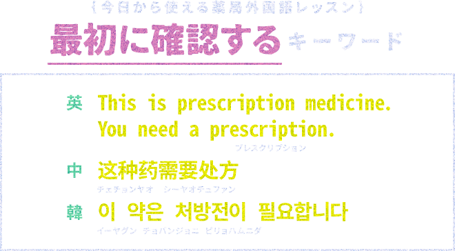 {今日から使える薬局外国語レッスン}最初に確認するキーワード